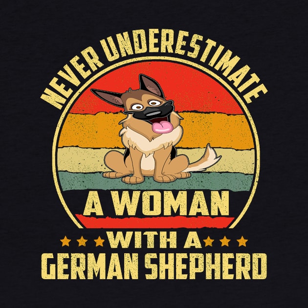 Never Underestimate A Woman With A German Shepherd Vintage by Ravens